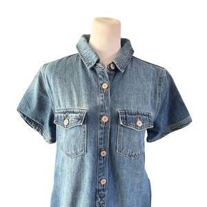 KanCan Denim Blue Button-Down Shirt